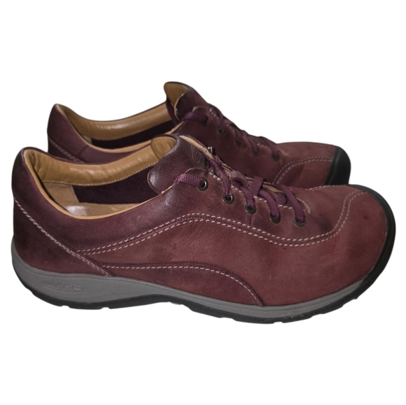 Keen Presidio II Red Leather Lace-up Comfort Sneakers Wide Toebox 9 Women's - Picture 5 of 11